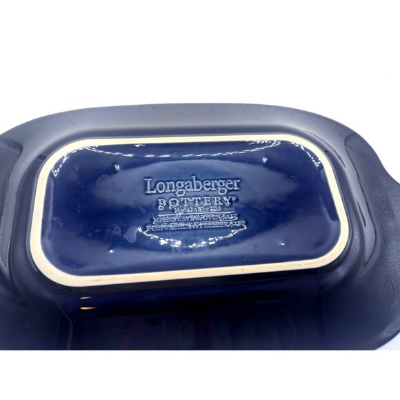 Longaberger Pottery-Retired-Proudly American Blue Stars Shields-Serving Dish - Picture 4 of 9